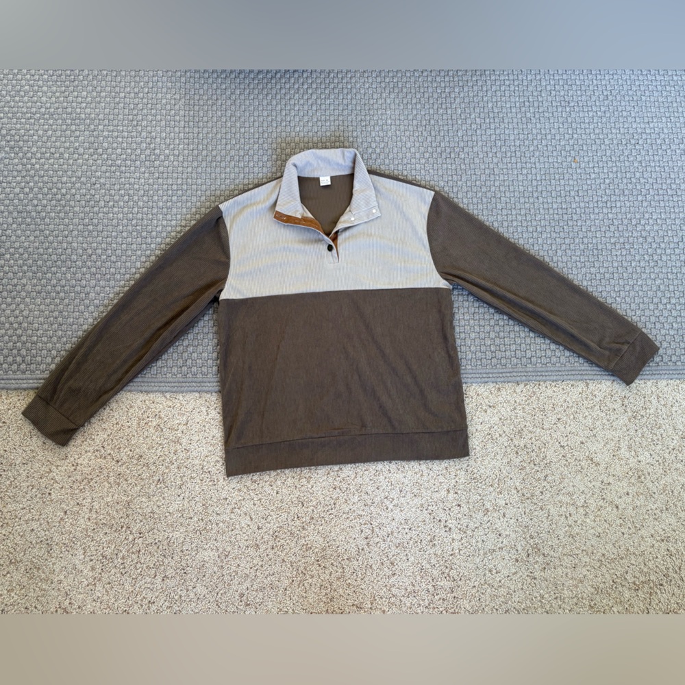 Brown and Gray Long Sleeve Sweater